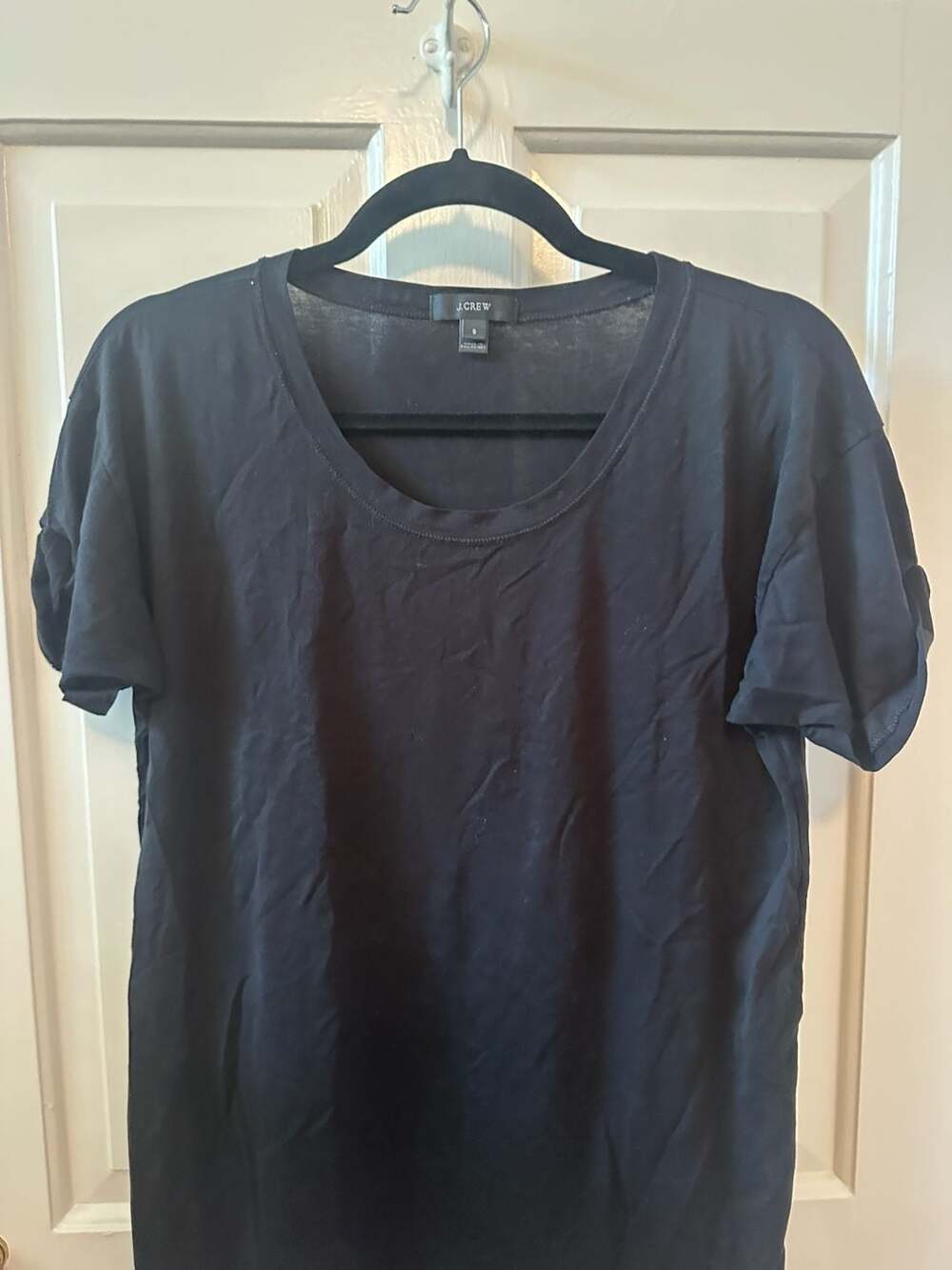J.Crew Women's Black Cotton Split Hem Tee, Size S - Picture 3 of 8
